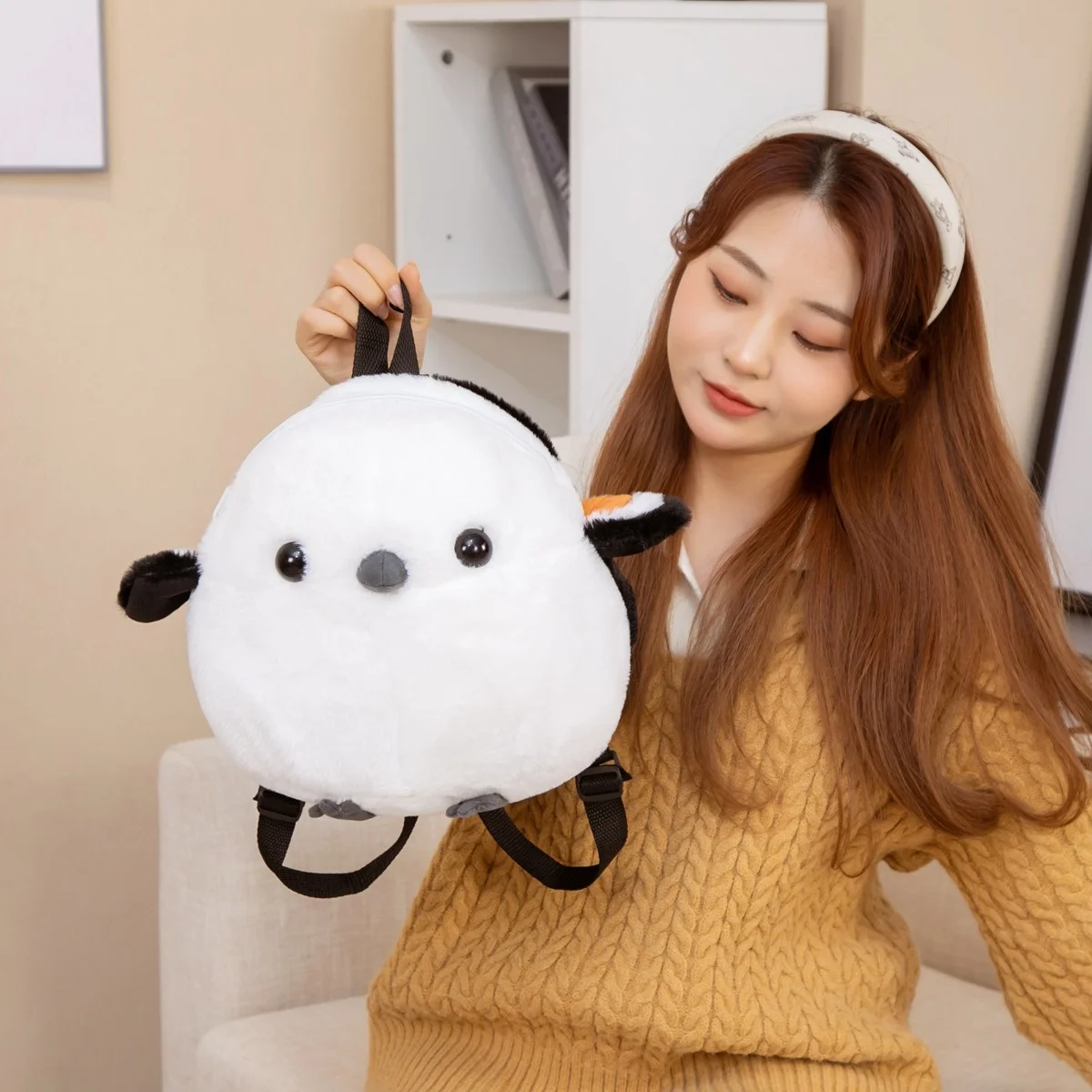 นกการ์ตูนตุ๊กตากระเป๋าเป้สะพายหลังคาวาอิ Titmouse ตุ๊กตาไหล่กระเป๋าฤดูใบไม้ร่วงและฤดูหนาวสไตล์เด็กกระเป๋านักเรียนของขวัญอนุบาล