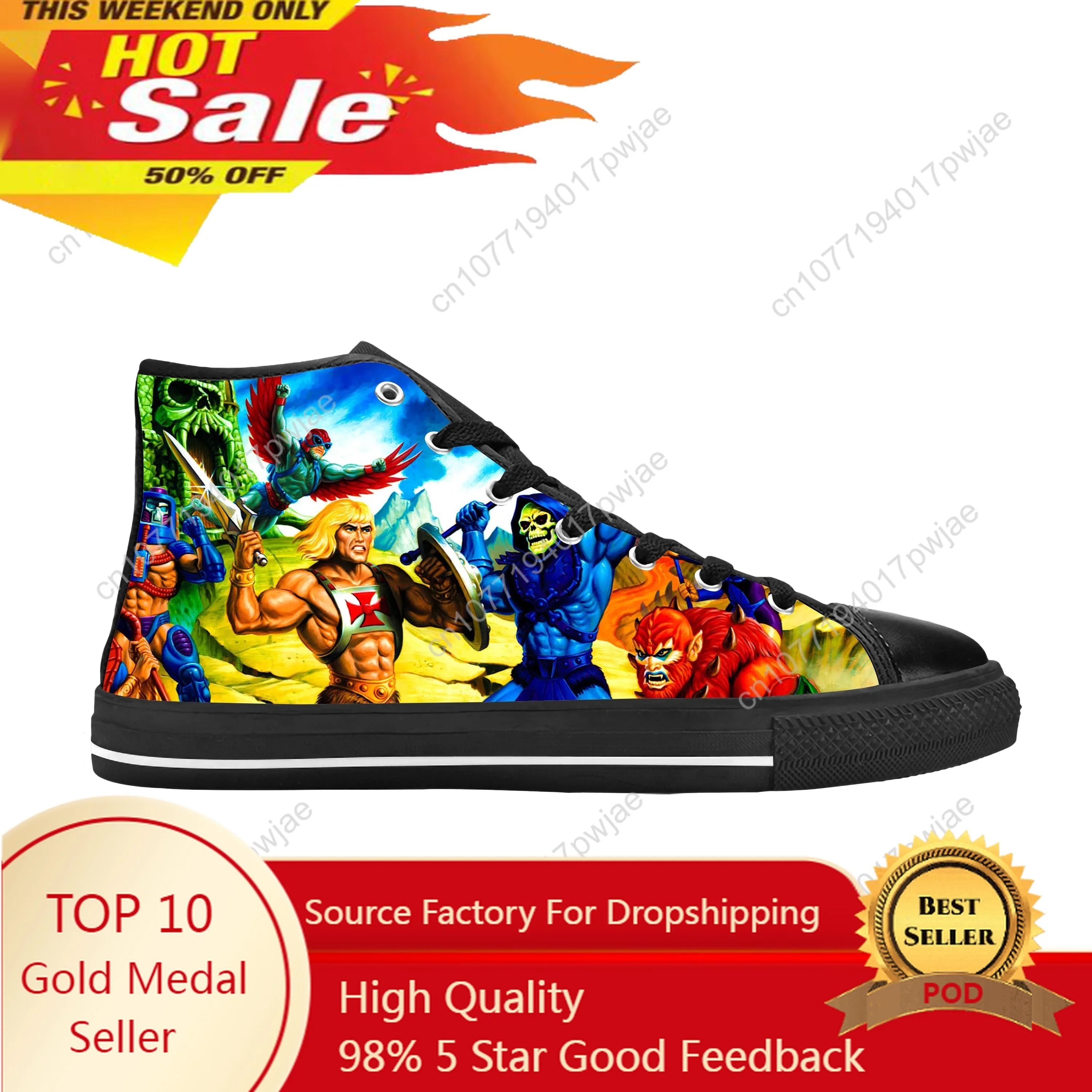 He-Man He Man Masters Of The Universe Skeletor Casual Cloth Shoes High Top Comfortable Breathable 3D Print Men Women Sneakers