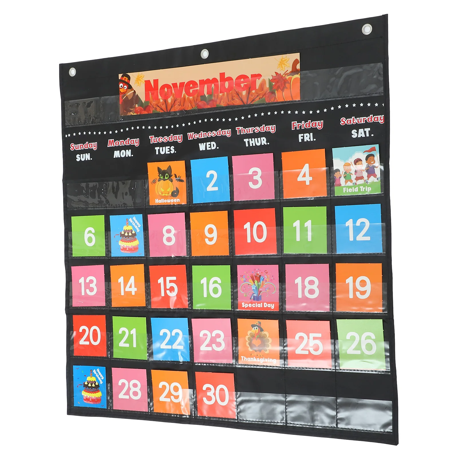 1Set Classroom Wall Calendar Hanging Educational Learning Kit 88 Cards Month Year Week Number Teaching Calendar
