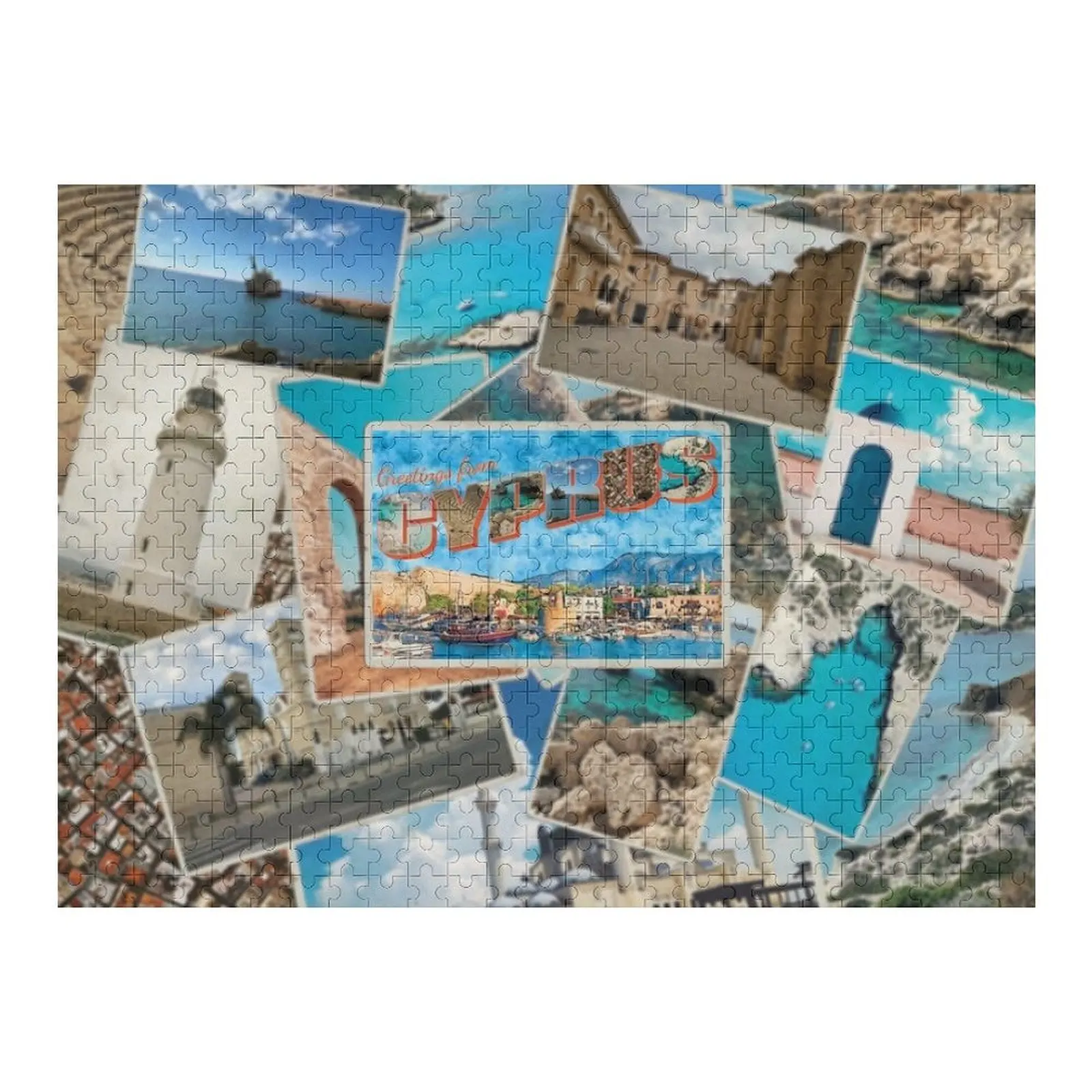 

Greetings from Cyprus Vintage style retro souvenir Jigsaw Puzzle With Photo Customized Picture Personalized Name Puzzle