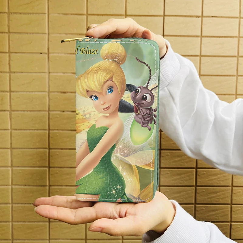 Disney Princess Tinker Bell 33071 Anime Wallet Cartoon Wallets Zipper Coin Bag Casual Purses Card Unisex Gift