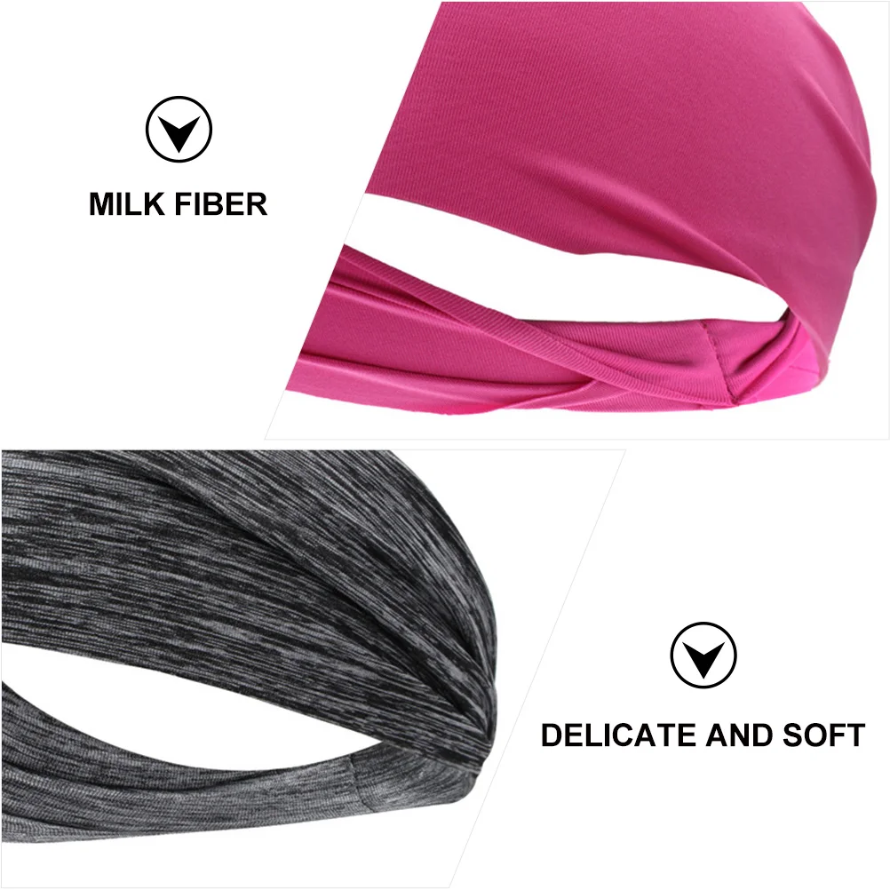 

5 Pcs Sports Headbands Fitness Hair Accessories Milk Elastic Hair Hoop Silk Yoga Headband Non-skid Sweat-absorbent
