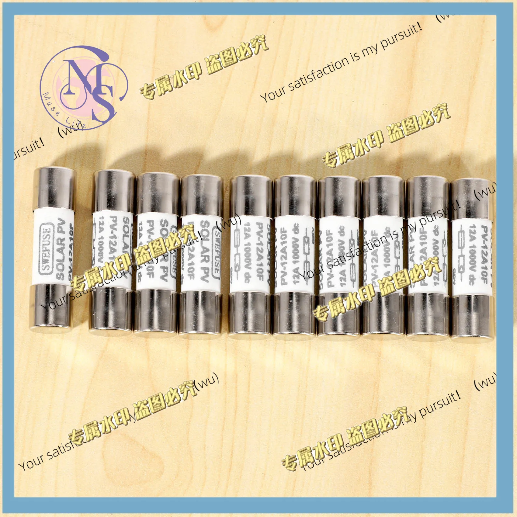 Photovoltaic DC fuse 10 pcs 1000 solar photovoltaic, explosion-proof fuse, silver - 12A