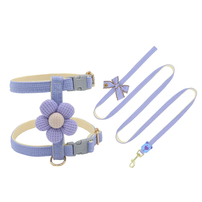 

Комплект поводков для домашних животных с бантом, дышащая сетка, жилет для маленьких собак, регулируемый жилет для Тедди, комплект поводков