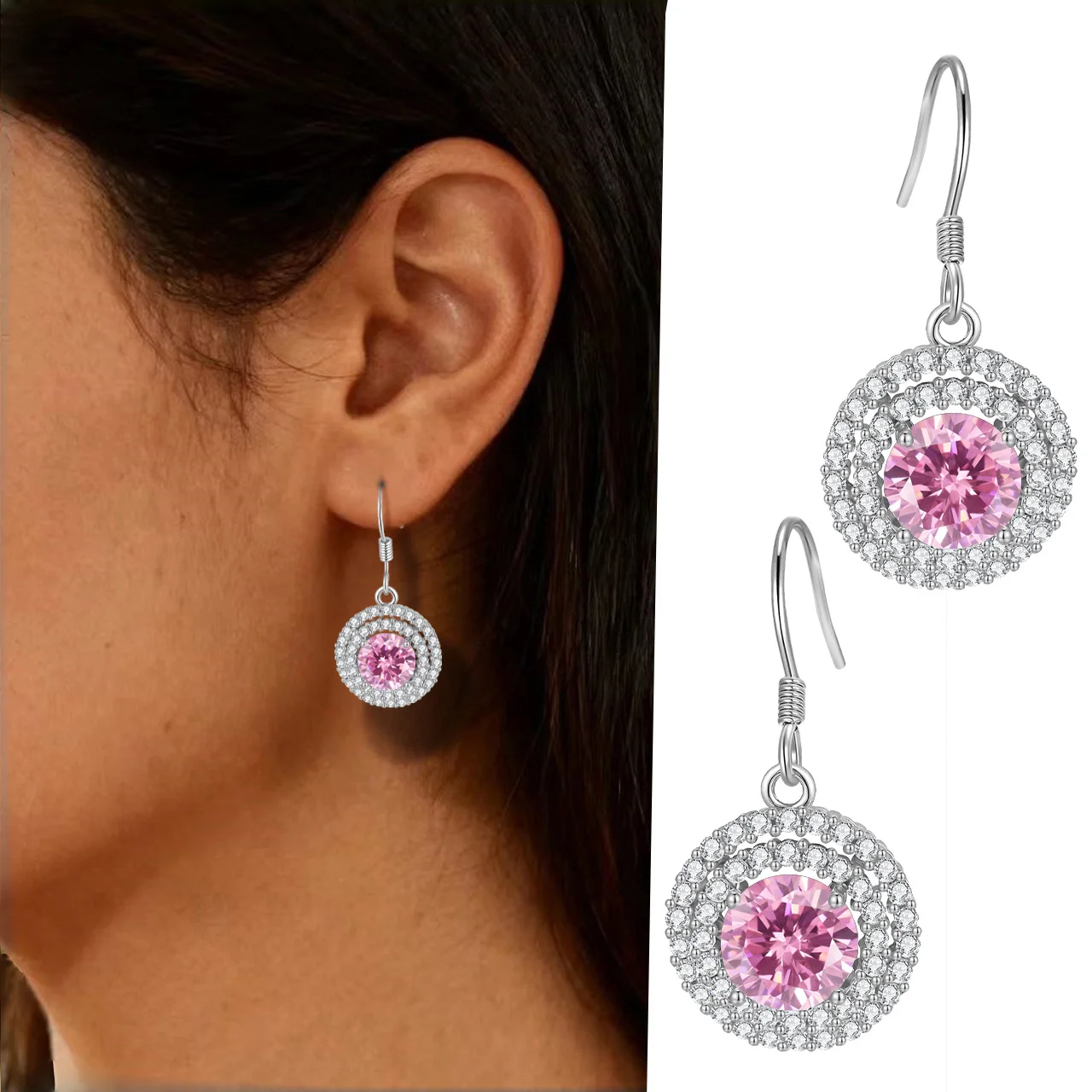 LAMVOICE Geschenk für Tochter, 4 Karat Zirkonia, hypoallergene Ohrringe, Schmuck für Damen, Designerartikel von hoher Qualität, Valentinstag