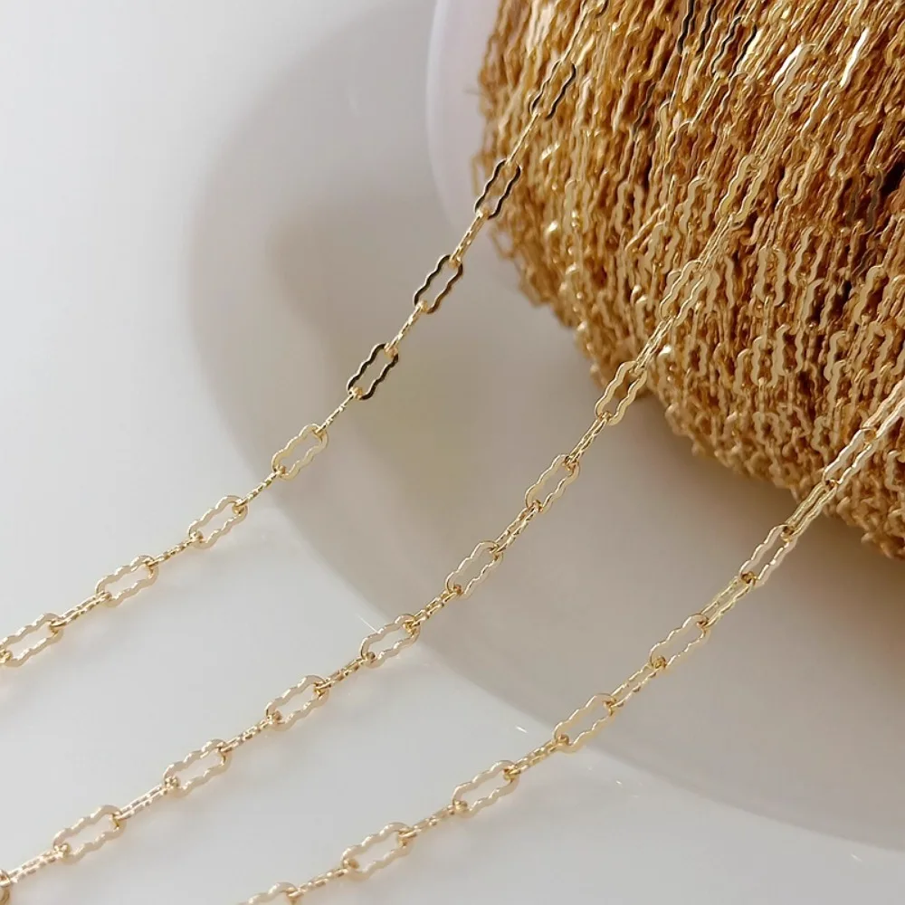 

14K Gold-plated Mini Peanut-shaped Chain, 5*2mm Loose Chain Bracelet, Necklace, DIY Jewelry Accessory
