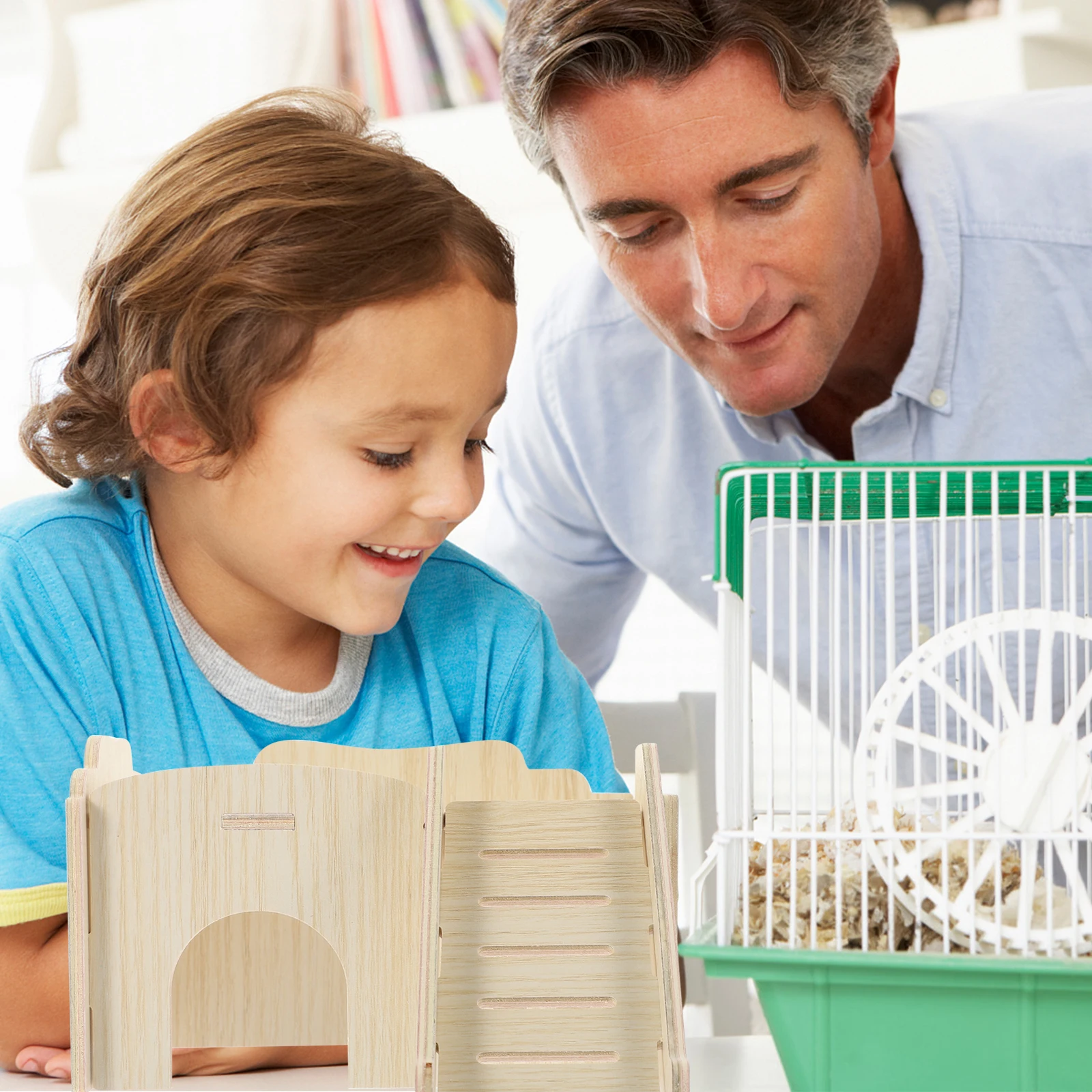 

Double-Storey Wooden Hamster Castle Small Pet House Multi-Layer Rat Villa Play Hideout for Hamsters Chinchillas Rabbit Cage