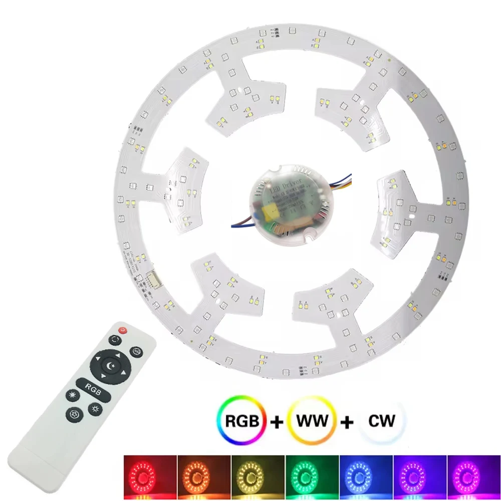 وحدة حبات رقاقة مصباح LED ذكية ، لوحة إضاءة سقف ذاتية الصنع ، جهاز تحكم عن بعد ، RGB ، WW ، CW يعتم ، 36WX2 #1