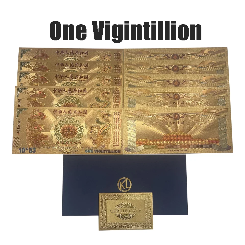 10 pcs/lot 10^63 Zeros Hotsale One Vigintillion Chinese Dragonand phoenixe Banknotes For Chinese Currency collection