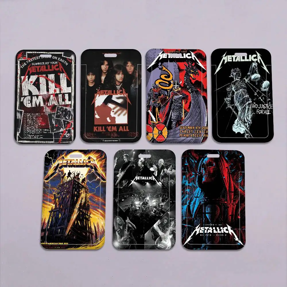 M-METALLICA Band Badge Holder Lanyards Keychain Women New Cartoon Card Holders Neck Straps Student Credential for Gift
