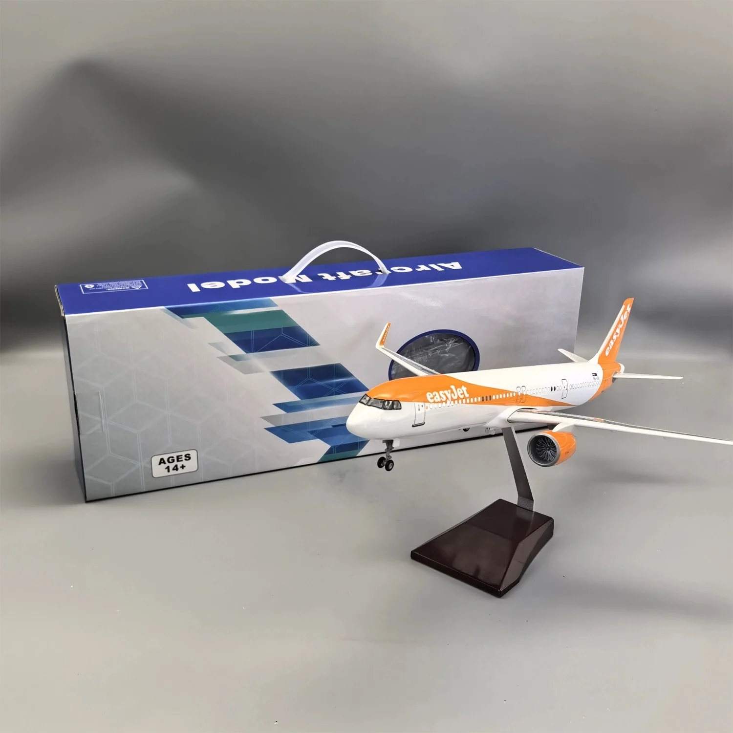 

1/100 Scale Easyjet A321 Airplane Model Toy Kits 44cm Diecast Resin Airplane Model with LED Light For Collection or Display