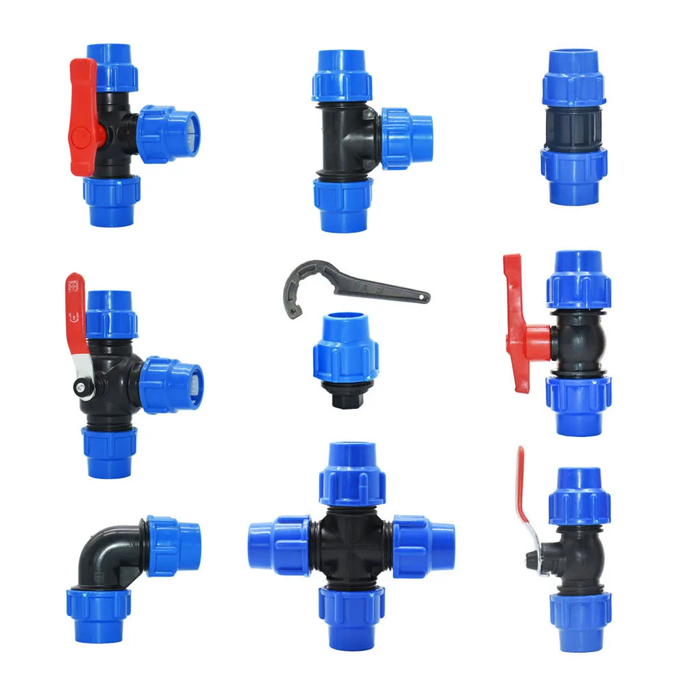 20/25/32/40/50/63Mm Plastic Pe Buis Tap Water Connector Tee Splitter snelle Klep Koppeling Elleboog End Plug Irrigatie Fittings