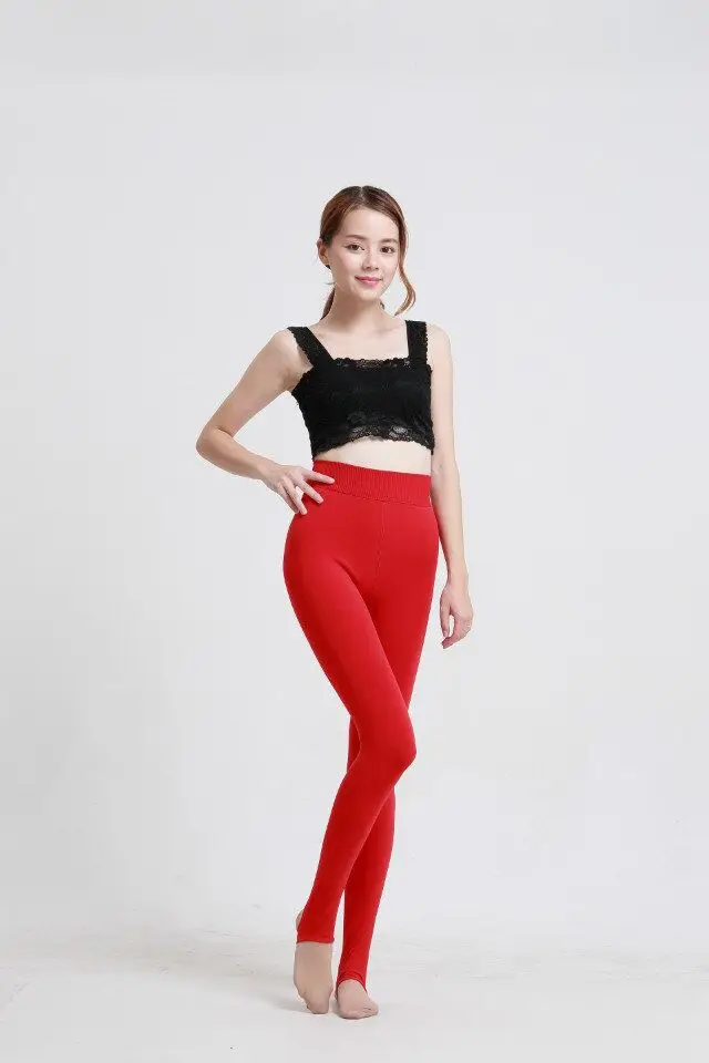 2023 neue Frauen Winters trumpf hose weiß Strumpfhose mit hoher Taille schieben warme weibliche Leggings Strumpf Fleece dicken Samt thermisch rot – Detail 13