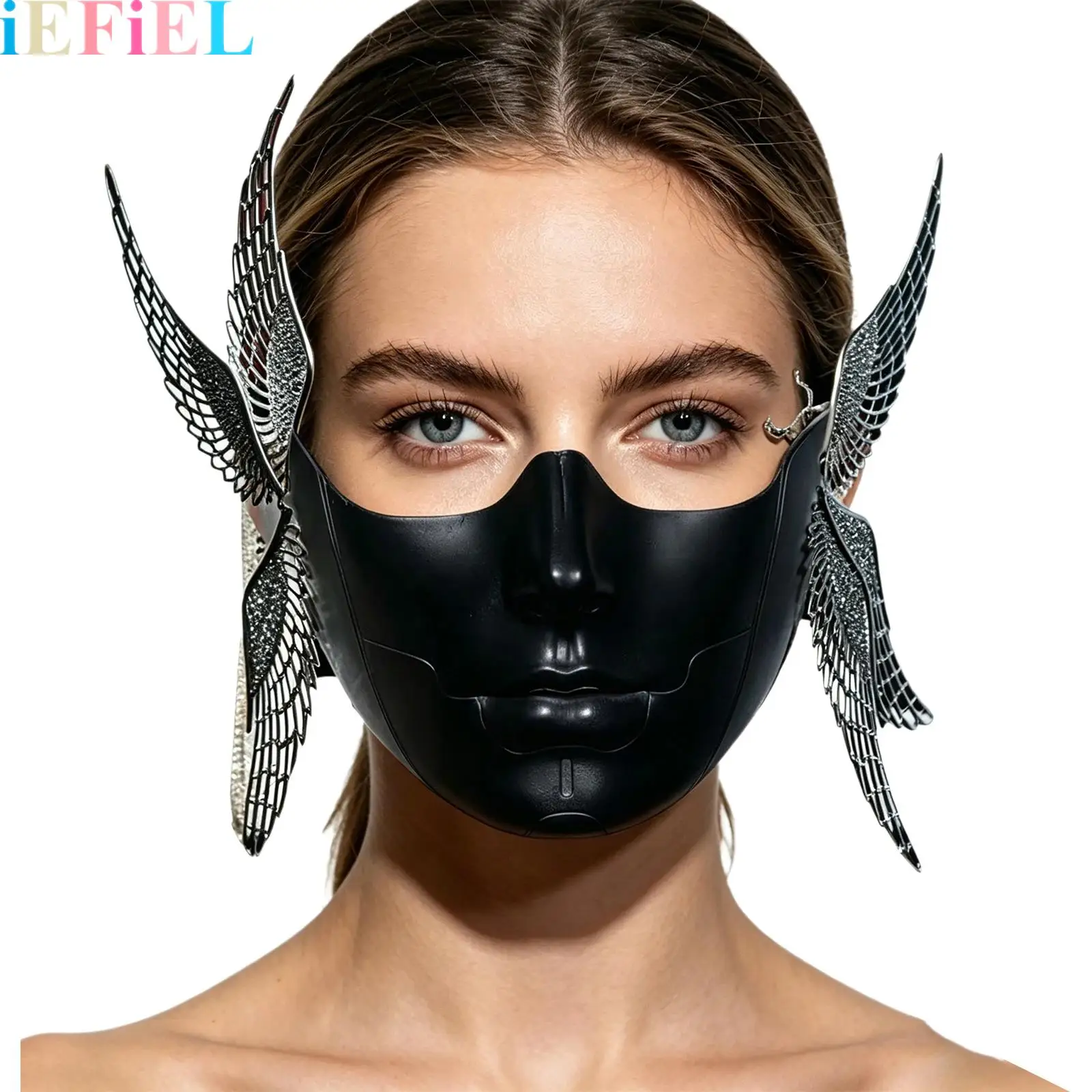 

1Pcs Men Women Cyber Punk Half Face Lower-face Beauty Mask Robot Face Accessories for Halloween Party Costumes Accessories