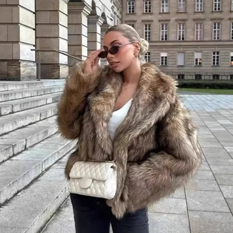 

New Arrival Short Fur Coat Women's Loose Warmth Environmental Protection High-End Feeling Cross-Border Leather Jacket