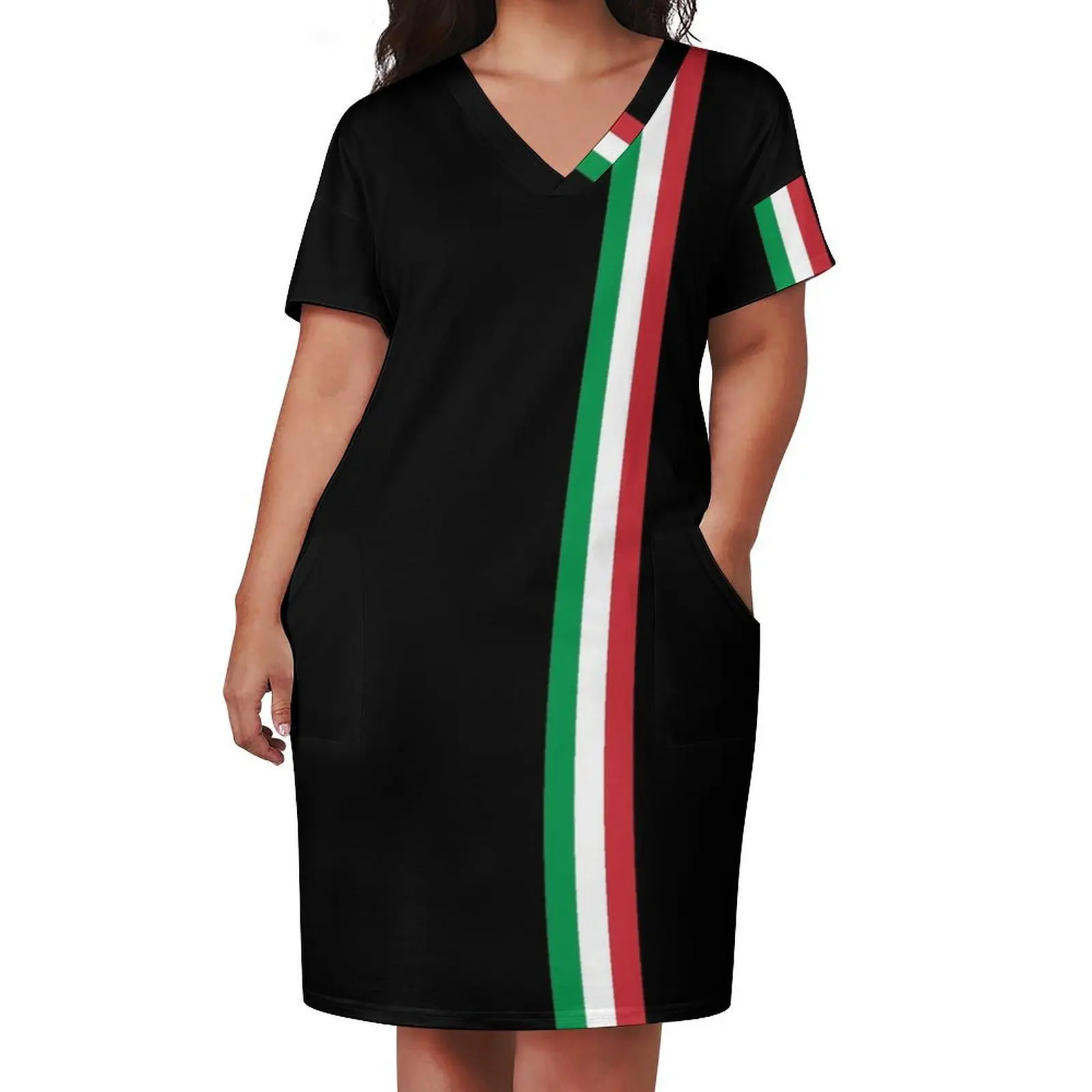 il Tricolore Italian Flag Design Loose Pocket Dress summer dress woman 2024 trendy women