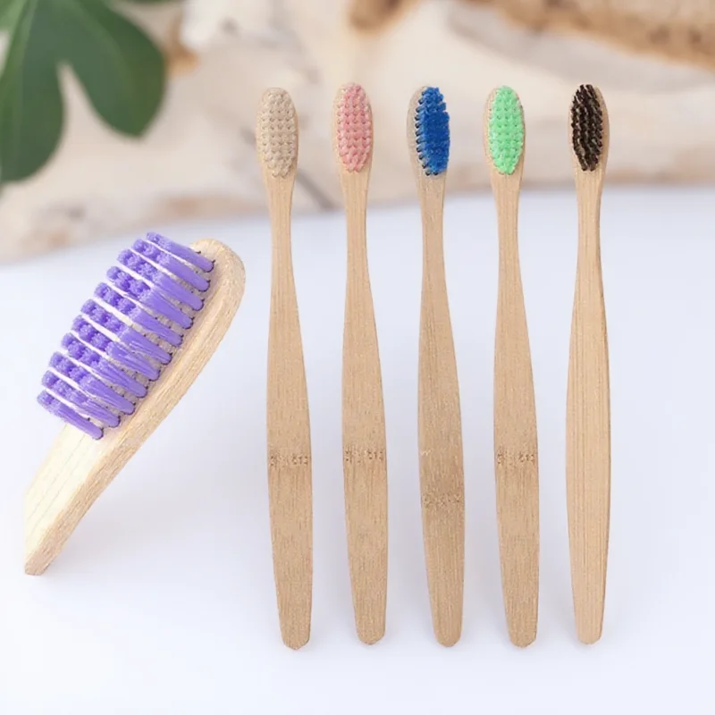Bamboo Toothbrush Natural Wooden Antibacterial Soft Bristle Oral Care Toothbrush for Adults Eco-Friendly Colorful Design