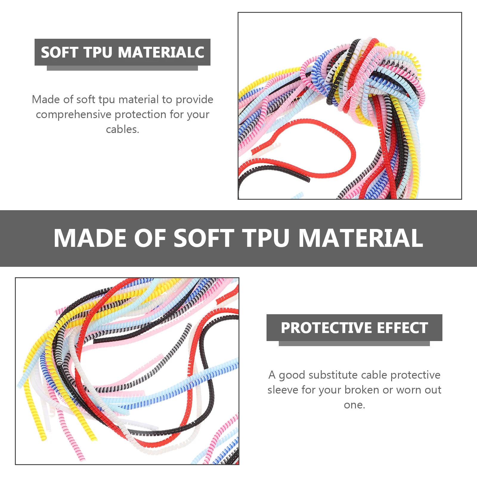 

12Pcs Cable Saver Flexible Wire Hider Prevent Twisting Knotting Abrasion Desktop Tidy Cable Saver Wire Wrap Cord Management Tube