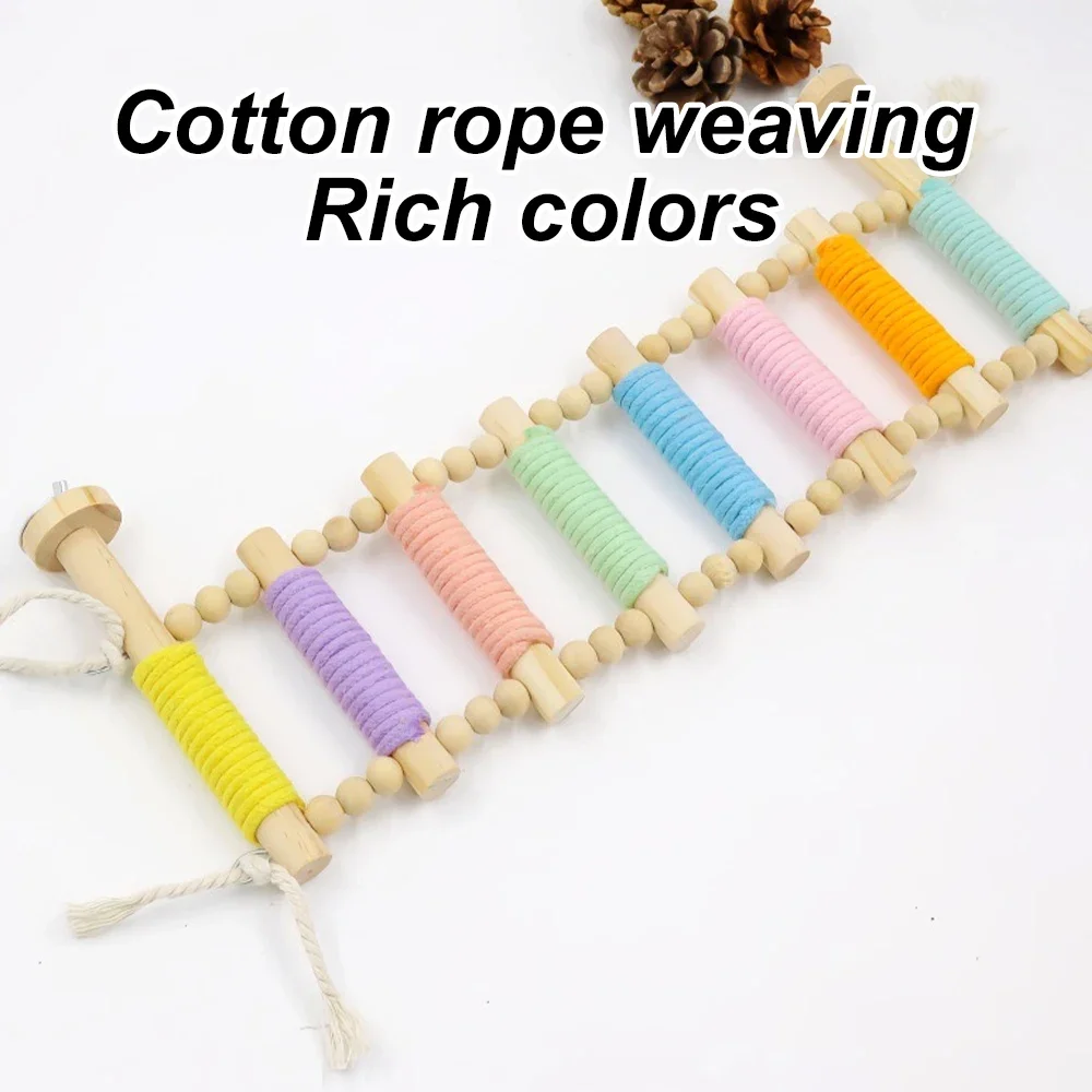 5/8 خطوات الخشب سلم الحيوانات الأليفة التفاعلية الطيور الببغاء لعبة سلم ل قفص هامستر مضحك طحن عصا تسلق لعبة الطيور الملحقات