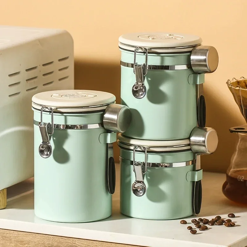 Kaffeebohnen-Vakuum-Vorratsglas aus Edelstahl 304, mit Löffel, großes Fassungsvermögen, luftdichter Behälter, Körner, Nüsse, hält die Aufbewahrung frisch – Detail 16