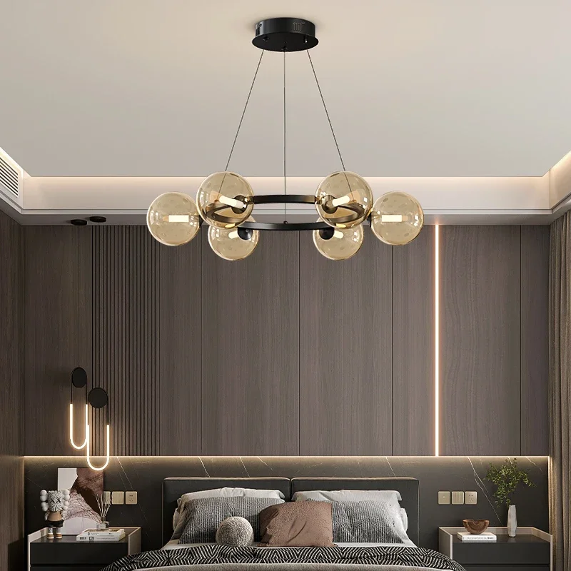 Nordic Ring chandelier Luxury Magic Bean Bubble Ball Lamp for living room dining room hanging light indoor smoky gray Lamp