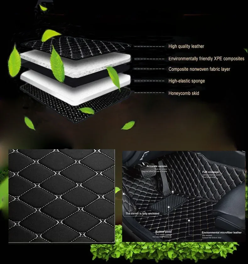 CAR FLOOR&TRUNK MAT 4PC  SET For Citroen C4 Picasso 5-seat 2014 2015 2016 2017 2018 Car Accessories Auto  with towel view 4