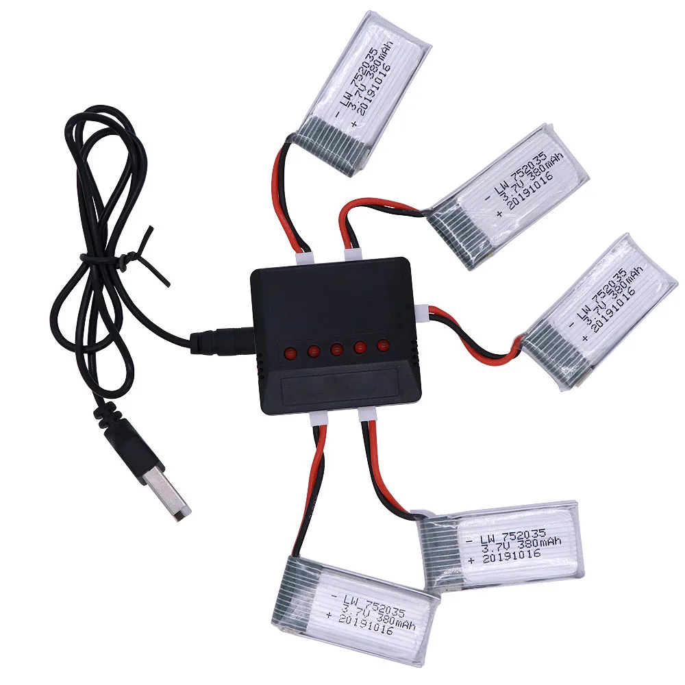 3.7V 380mAh Lipo batteria 752035 25C ricambio per Hubsan X4 H107 H107L H107D JD385 JD388 per RC Aircraft Multi-rotori 1S