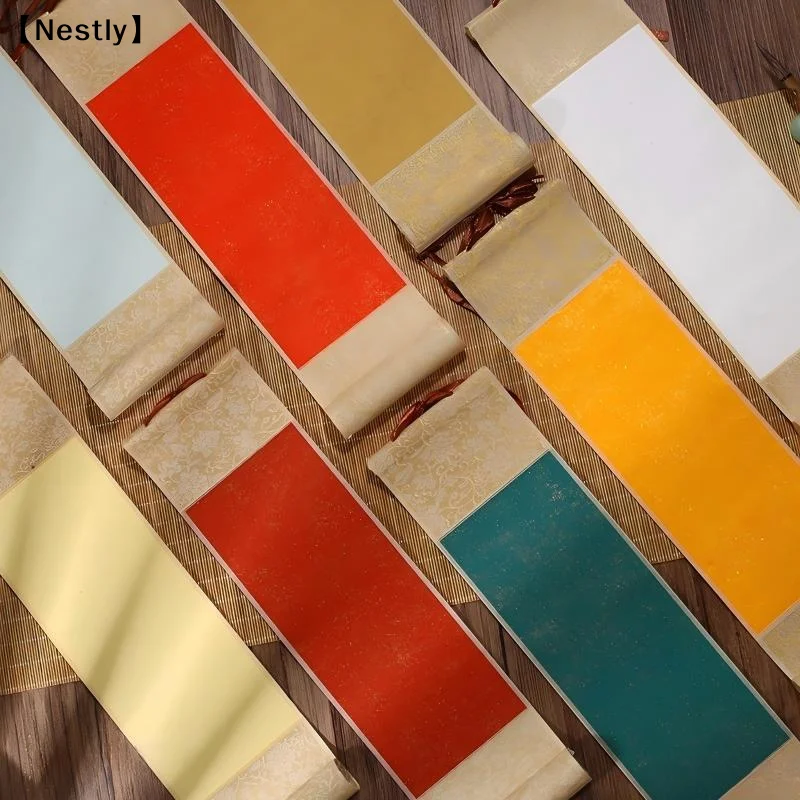 Chinese  Self-made Gifts Blank Hanging Batik Scroll Painting Drawing Paper Mini Batik Trumpet Scroll Gilded Rice Paper〔Nest〕