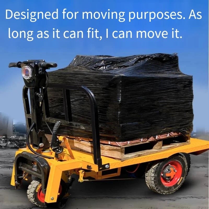 1000 kg portable metal electric platform cart four-wheel standing trolley multi-purpose shopping cart industrial climbing cart