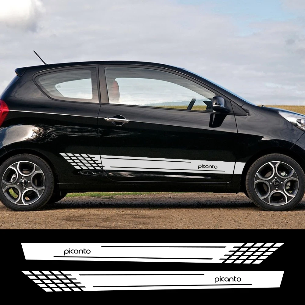 

2PCS Car Door Side Skirt Stripes Stickers For Kia Picanto GT 2020 Auto Accessories Decoration Graphical Vinyl Films Decals