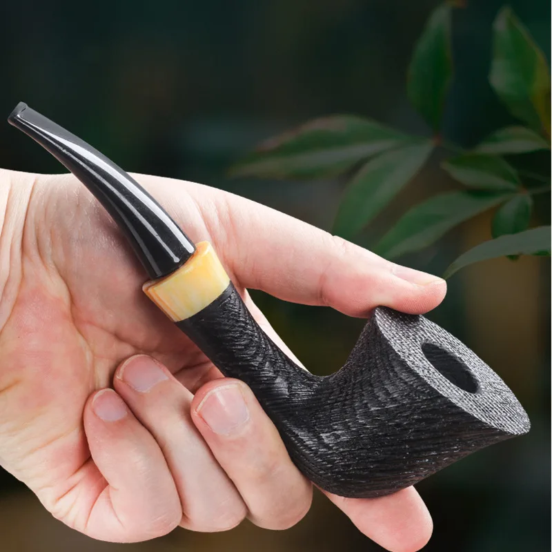 Pipe Handmade Tobacco Pipe 9MM Filtered Solid Wood Tobacco Pipe Dry Tobacco Pouch Men's Tobacco Set