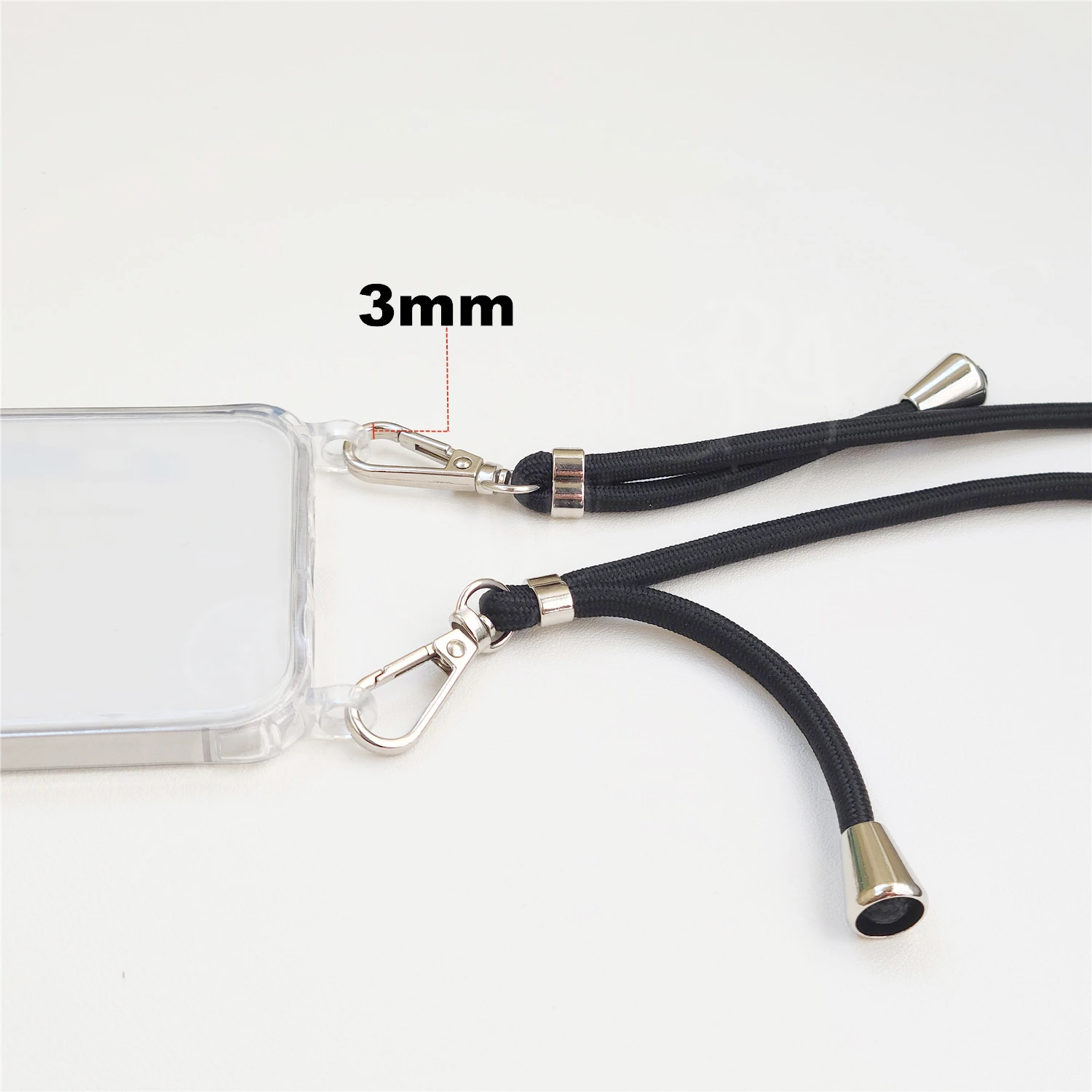 Dual Hook Crossbody Cord Lanyard voor mobiele telefoon Universele verstelbare riem Vet 6 mm lange schoenveter Clip Neck Hang Tether Rope