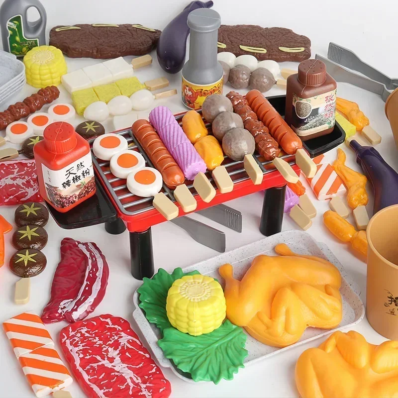 55 teile/satz Hohe Qualität Simulieren grill kinder küche spielzeug set BBQ grill spieße Spielhaus Interaktive Spielzeug baby geburtstag geschenk