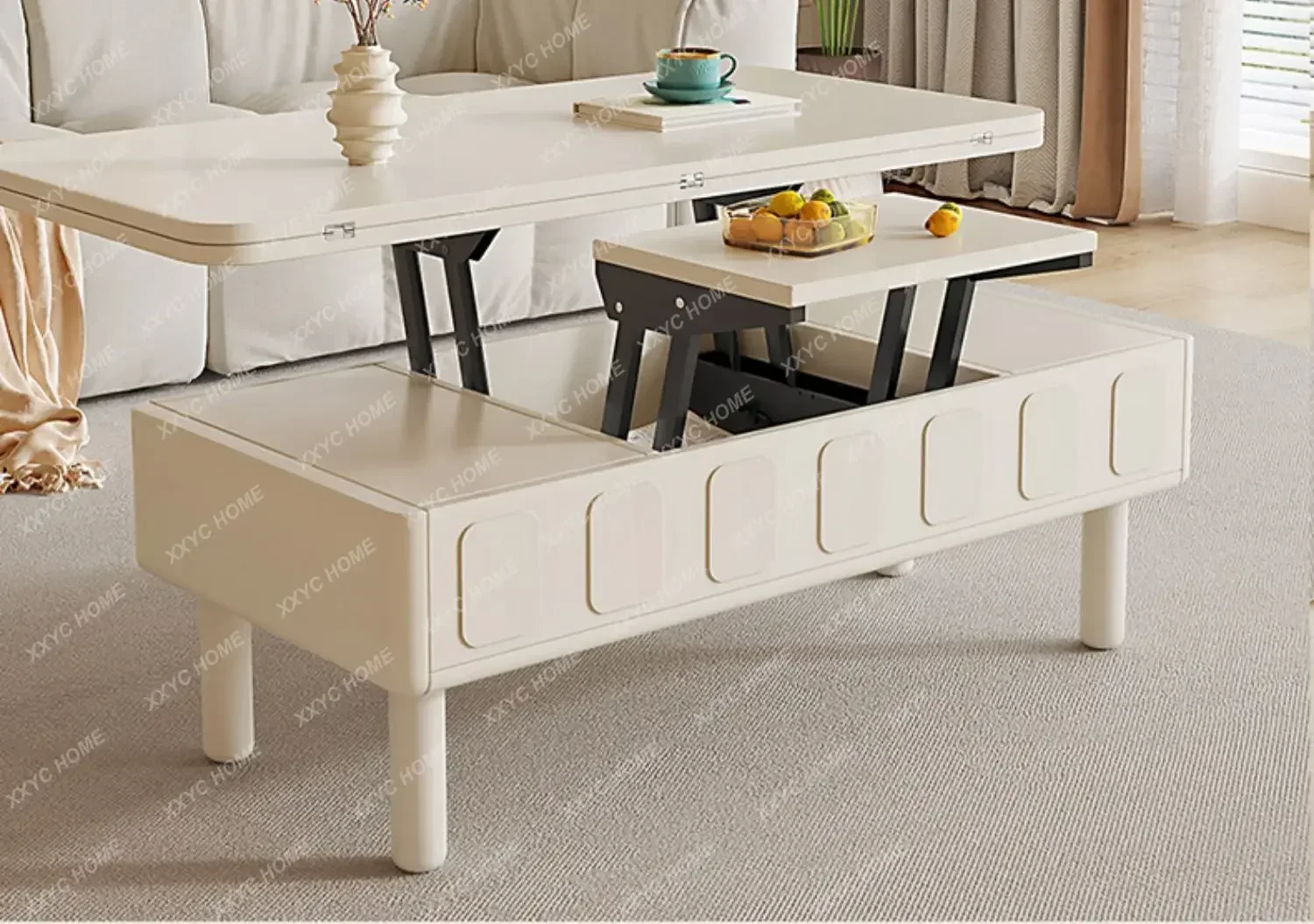 

TV cabinet combination small apartment living room multi-functional lifting folding dining table desk integration coffee table