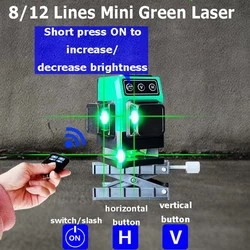 Laser Level Mini 8/12 Line Powerful  Green Laser Beam High Precision Laser Line Level Instrument Small Self-Leveling Level Tools