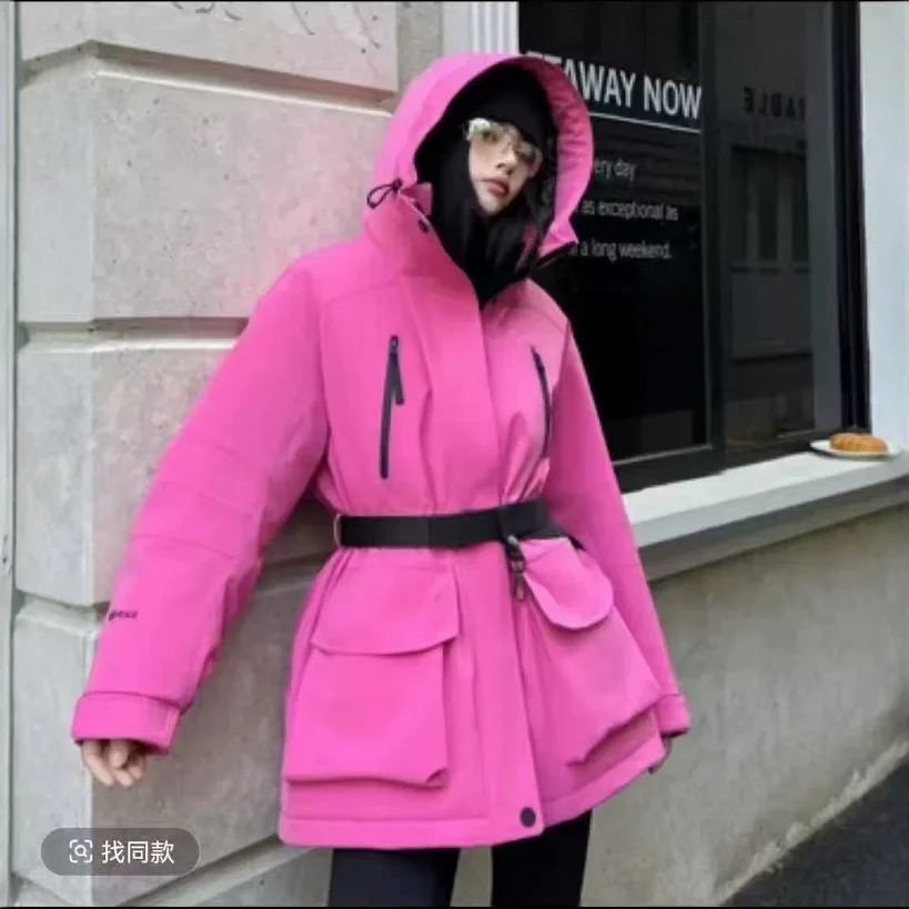 Winter new white duck down women's clothing casual versatile fashion hooded tooling Parker down jacket large size jacket
