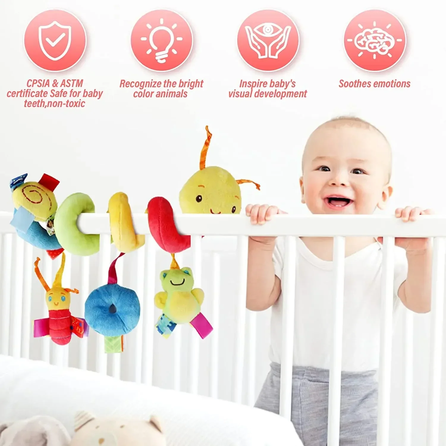 vvocci Soft Spiral Crib Stroller Toy for Newborns - Educational Rattle & Baby Towel Bebe Toy 0-12 Months