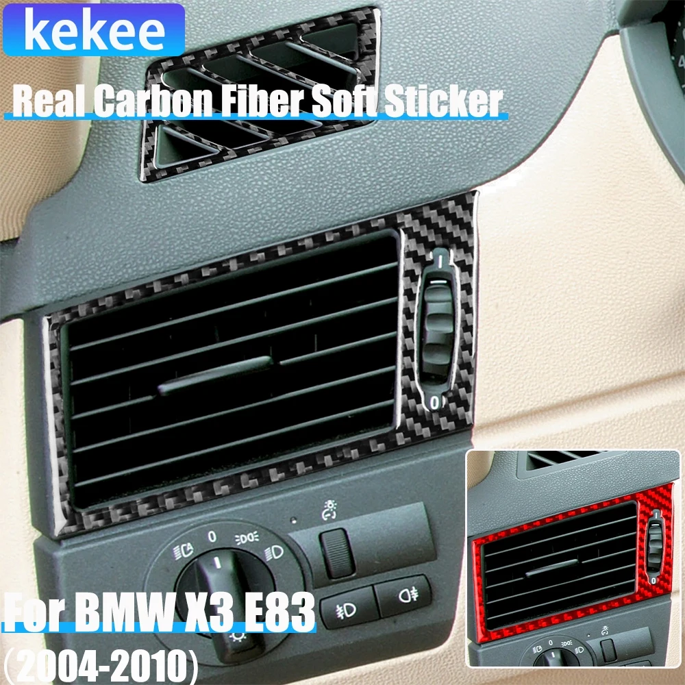 

Real Carbon Fiber Car Accessories Dashboard Air Vent Trim Cover Soft Sticker For BMW X3 E83 2004 2005 2006 2007 2008 2009 2010