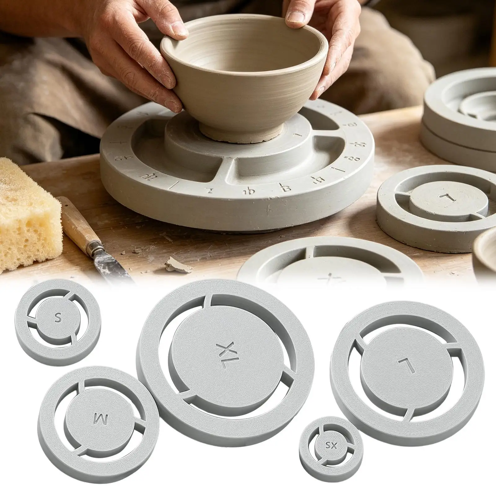 5Pcs Pottery Foot Ring Template Consistent Base Ring Mold Lightweight Ceramic Clay Trimming Tool DIY Ceramic Making Supplies