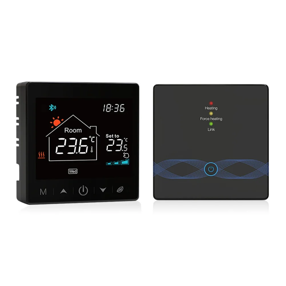 

Smart Wireless Thermostat for Floor Heating Mobile App Control Voice Commands Energy Saving Mode Perfect for Any Living Space