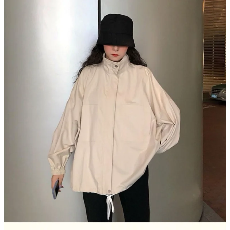 Trench da donna 2025 Nuovo stile Harajuku BF Studente versione coreana allentata Versatile lavoro a maniche lunghe Top alla moda