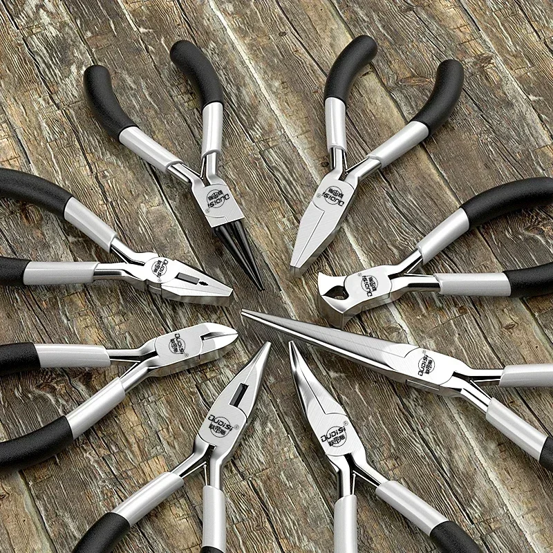 YLONDAO 8PCS Mini Jewelry Pliers Carbon Steel Jewelry Plier Sets Flat Nose / Sharp-Nose 5inch