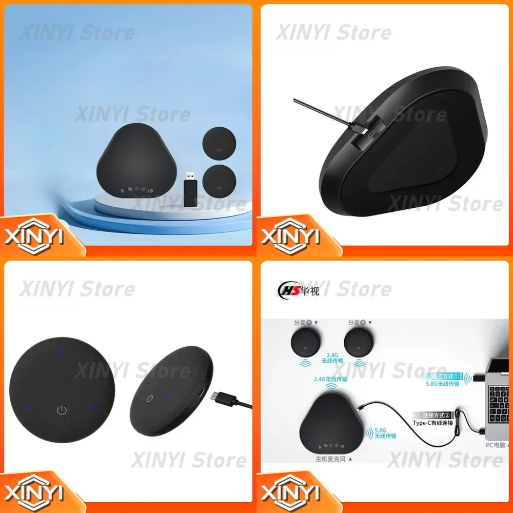 Wireless Omnidirectional Microphone for Video Conferencing for Zoom Teams Google Meet Skype Webex One-to-Two Conference