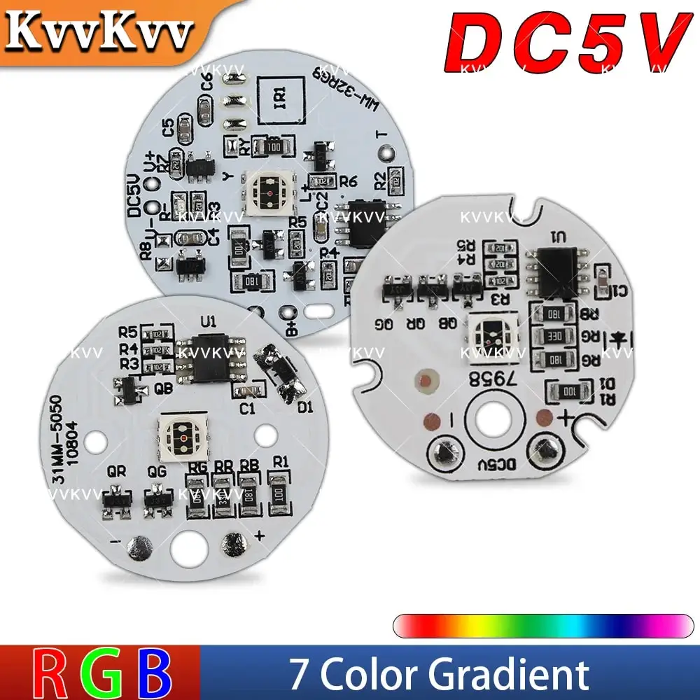 RGB LED Light Board 32mm Round DIY Module DC 5V 3.7V Low-Voltage Colorful Gradient Chip-Based Illumination Kit