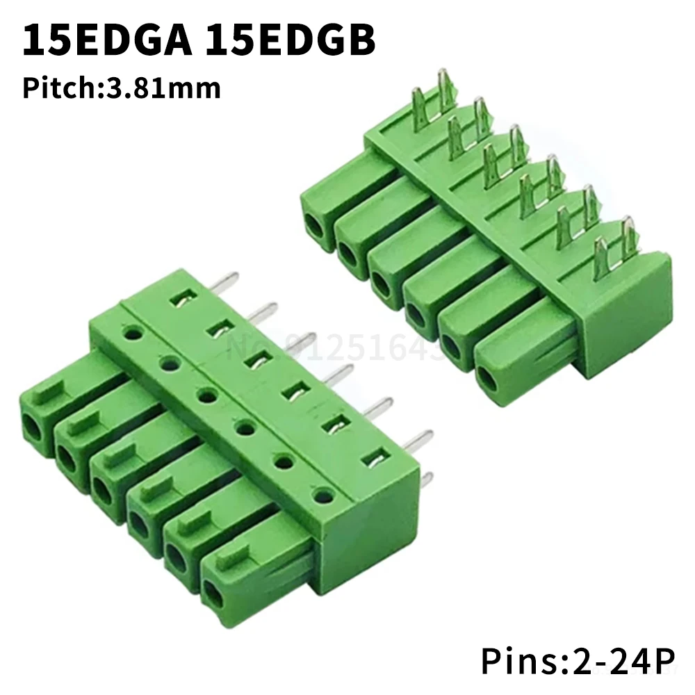 (5 pcs) KF 15EDGA 15EDGB 3.81mm Plug-in Terminal Block Board-to-Board Connector Solder PCB Right Angle/Straight Pin 2EDGA/B 3.81