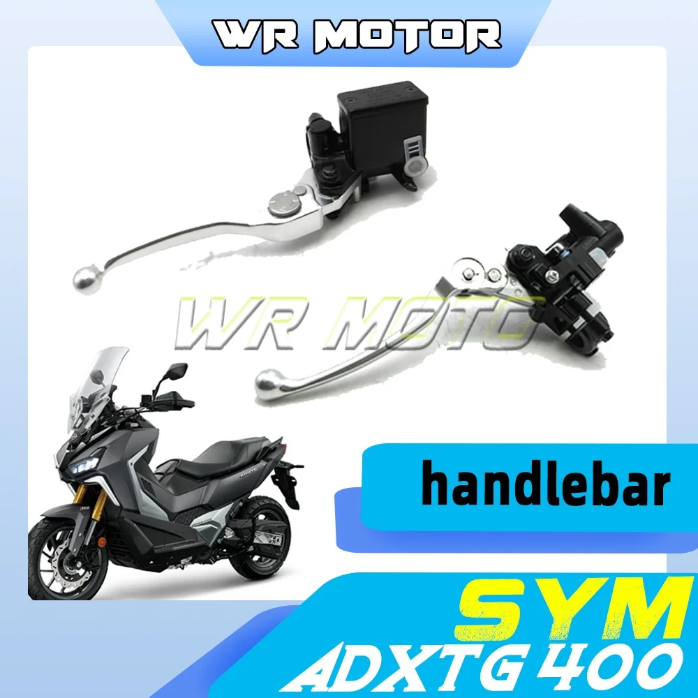 Front and rear hydraulic brake master cylinder assemblies for the braking system of the SYM ADXTG 400 large scooter.