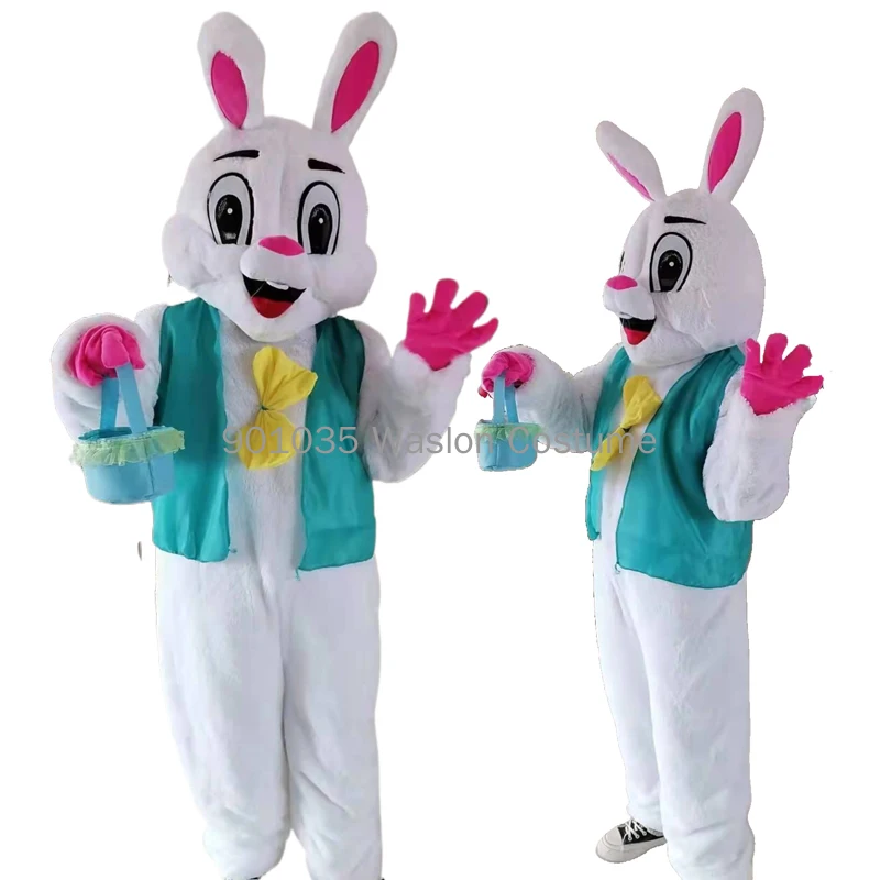 Easter Bunny Rabbit Mascot Costume Set adulto Halloween Fancy Dress donna uomo Deluxe Costume Carnival Party Rabbit Cosplay