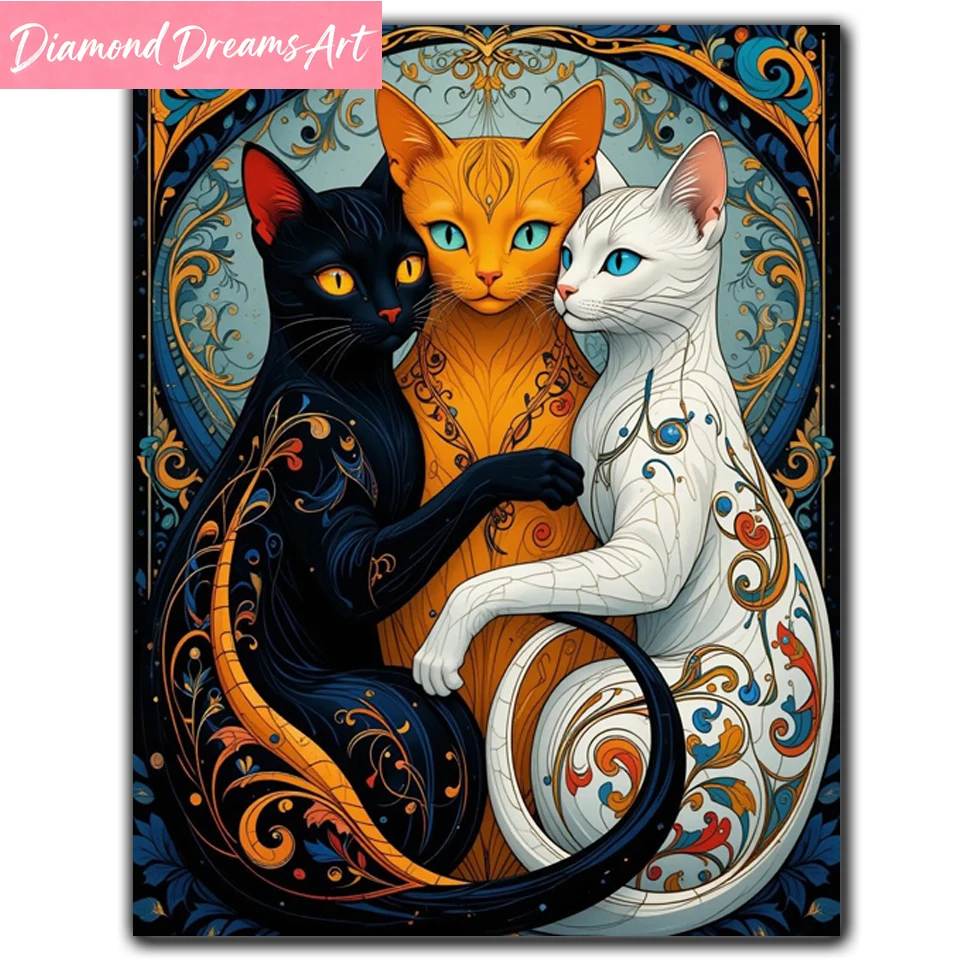Frameless,Diy Diamond Painting Animal Cat Rhinestones Full D