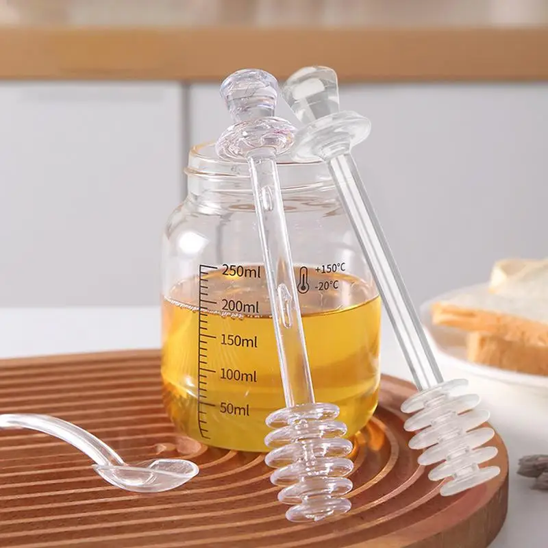 2 pieces Honey Stirrer Stick Kitchen gadgets Clear Stir Wand for Collecting Dispensing Syrup Pot Jar Containers Jam