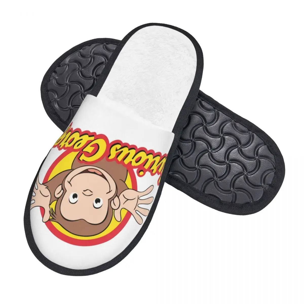 Brown Monkey Curious George Soft Scuff With Memory Foam Slippers Women TV series Spa House Shoes